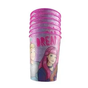 Barbie Pink Party Plastic Cups Lot Of 6