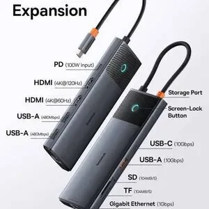 Baseus Metal Gleam Series II 10-in-1 USB-C Hub (Dual Display 10Gbps) — New