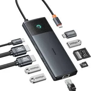 Baseus Metal Gleam Series II 10-in-1 USB-C Hub (Dual Display 10Gbps) — New