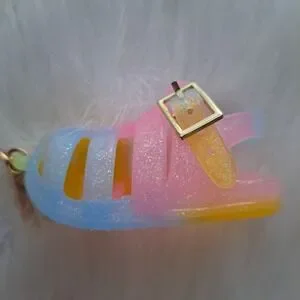 Bath & Body Works Jelly Sandal Glitter Sanitizer PocketBac Holder Keychain New