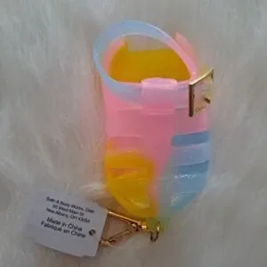 Bath & Body Works Jelly Sandal Glitter Sanitizer PocketBac Holder Keychain New