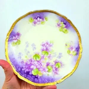Bavaria Handpainted Violets Porcelain Plate