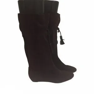 BCBG PL-Giselle Tassel Knee Suede Brown Boots 6.5 New Girls Women's Boots