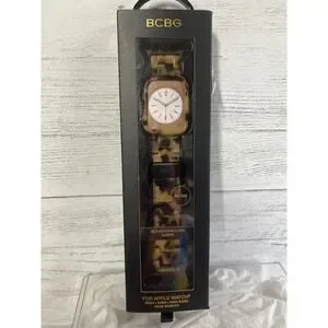 BCBG Tortoise Resin Apple Watch Band 38mm 40mm 41mm Bumper Self Adjustable Links