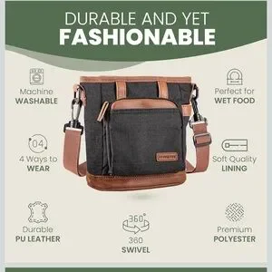 BEAU&FUR Large Dog Treat Pouch With Clicker For Training – 4 Cup Capacity Black