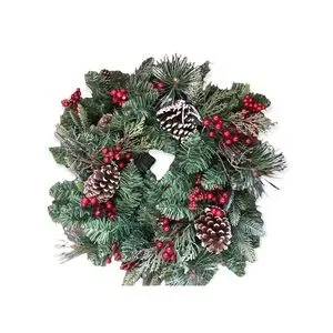 Beautiful 20” Christmas Wreath with Pine cones and red berries