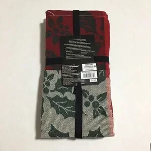 Bee & Willow Holly Jacquard Napkin Set 18x18 BB& B New