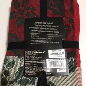 Bee & Willow Holly Jacquard Napkin Set 18x18 BB& B New