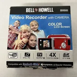 Bell & Howell Video Recorder Camera Red Color LCD Screen 4X Digital Zoom