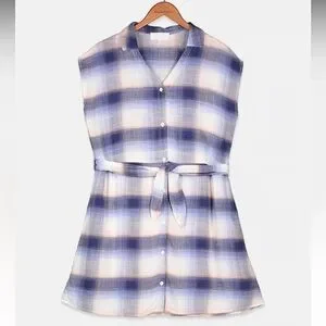 Bella Dahl Sleeveless Blue and White Tunic Dress