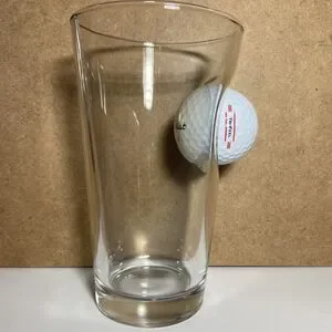 Ben Shot Novelty Pint Golf Glass With Embedded Titleist #4 Golf Ball 16 Oz