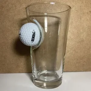 Ben Shot Novelty Pint Golf Glass With Embedded Titleist #4 Golf Ball 16 Oz