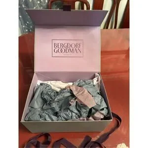 Bergdorf Goodman Lavender Magnetic gift Box With Tissue Paper & Ribbon
