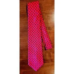 Bert Pulitzer 100% Silk Red Tie Blue Accents NWOT New