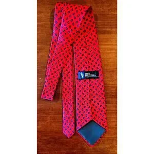 Bert Pulitzer 100% Silk Red Tie Blue Accents NWOT New