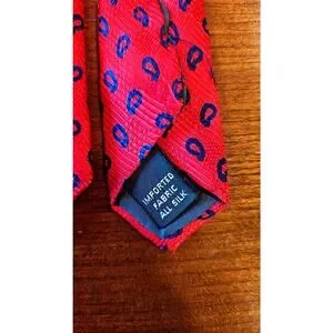 Bert Pulitzer 100% Silk Red Tie Blue Accents NWOT New