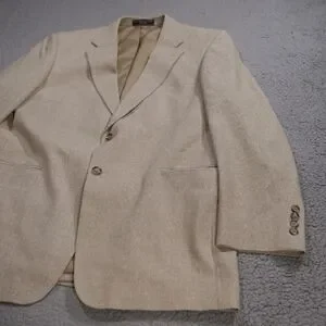 Bert Pulitzer Jacket Mens 43R Cream Blazer Sport Coat 100% Silk Tweed