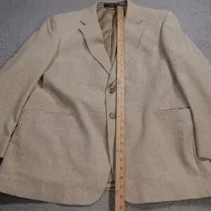 Bert Pulitzer Jacket Mens 43R Cream Blazer Sport Coat 100% Silk Tweed