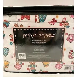 Betsey Johnson 6 Piece Pink Christmas Gingerbread Full Sheet Set