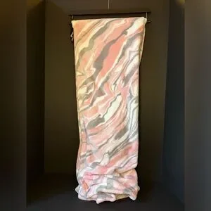Betsey Johnson Blanket With Pink White And Grey Marble Swirls