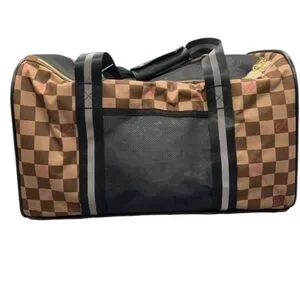 Betsey Johnson - NEW Brown Checkered Small Cat/Dog/Pet Carrier Holds To 16lbs