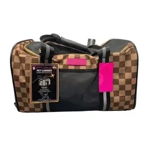 Betsey Johnson - NEW Brown Checkered Small Cat/Dog/Pet Carrier Holds To 16lbs