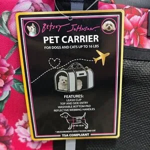 Betsey Johnson Pet Carrier NWT Pink Floral Pets 16 Lbs Travel Shoulder Strap