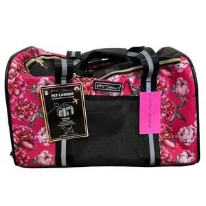 Betsey Johnson Pet Carrier NWT Pink Floral Pets 16 Lbs Travel Shoulder Strap