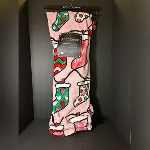 Betsey Johnson Plush Christmas Throw With Stockings Print