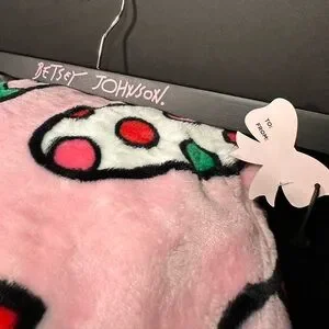 Betsey Johnson Plush Christmas Throw With Stockings Print