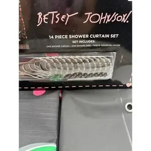 Betsey Johnson Shower Curtain Set With Liner & Hooks 14 Piece Floral