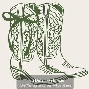 Bible Verse Green Cowboy Boots Wall Art Decor