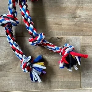 Big 5 Knot Rope Dog Toy With Handle Gip In Red White Blue Black And Gray