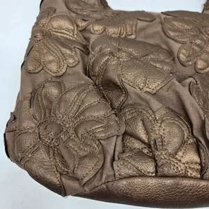 BIG BUDDHA Hibiscus Canvas Shoulder Tote Bag Bronze Tan Neutral Floral Y2K Boho
