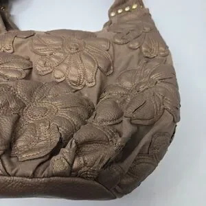 BIG BUDDHA Hibiscus Canvas Shoulder Tote Bag Bronze Tan Neutral Floral Y2K Boho