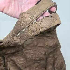 BIG BUDDHA Hibiscus Canvas Shoulder Tote Bag Bronze Tan Neutral Floral Y2K Boho