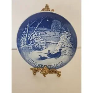 Bing & Grondahl Jule After 1970 B&G Plate -‎ Pheasants In The Snow At Christmas