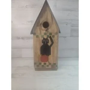 Bird House Primitive Hand Made Vintage Salvage Wood Birdhouse Tin roof 14" Tall