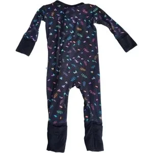 Birdie Bean Confetti Convertible Romper Black Baby Girls 0-3 Months