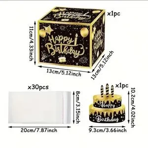 Birthday Card/Present Black & Metallic Toned Surprise Cash Card/Box NE…