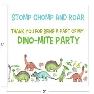 Birthday Party Thank You Dinosaur Themed Stickers