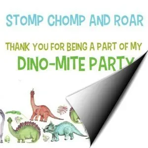 Birthday Party Thank You Dinosaur Themed Stickers