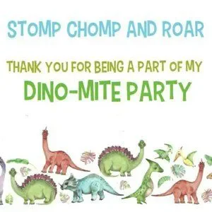 Birthday Party Thank You Dinosaur Themed Stickers