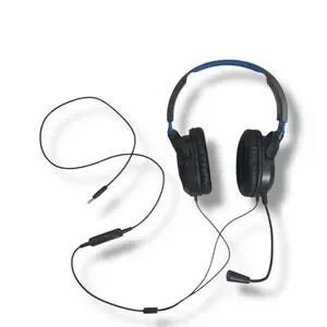 Black And Blue Over-Ear Gaming Headset With Inline Microphone