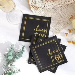 Black And Gold Cheers To 60 Years Party Supplies