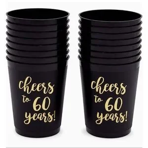 Black And Gold Cheers To 60 Years Party Supplies