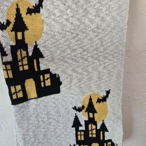 Black And White Haunted Mansion Throw Blanket