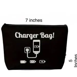 Black Charger Bag Travel Pouch Electronic Cable Organizer 7x5