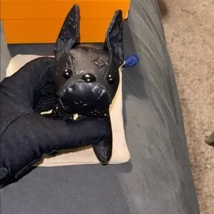 Black Dog Toy With LV Monogram & Gold Accents