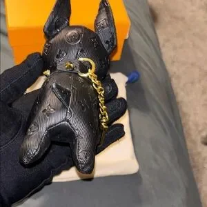 Black Dog Toy With LV Monogram & Gold Accents